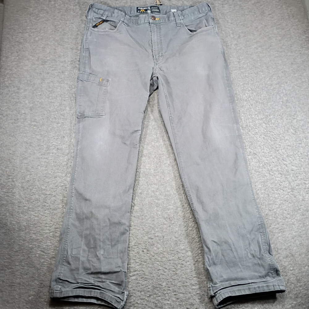Ariat Rebar M4 Relaxed Straight Mens 40x34 Grey Work Pants